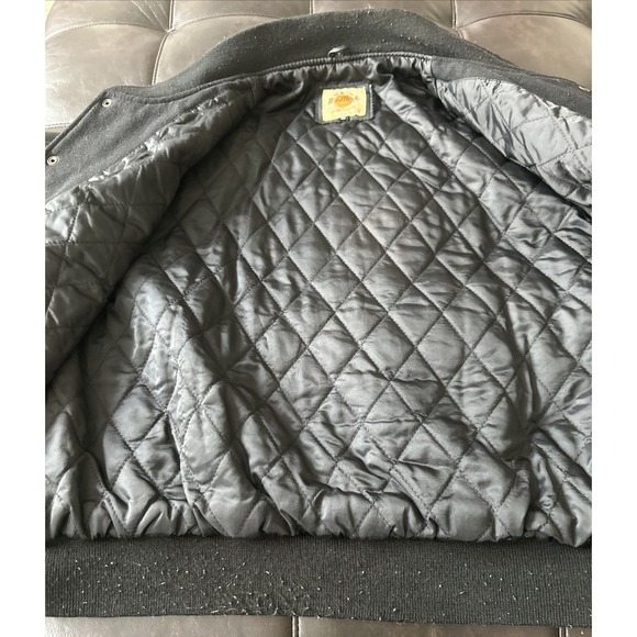 Hard Rock Cafe Atlanta Sze Med Leather Wool Jacket Blk Love Serve ALL 90's Retro - Picture 10 of 16